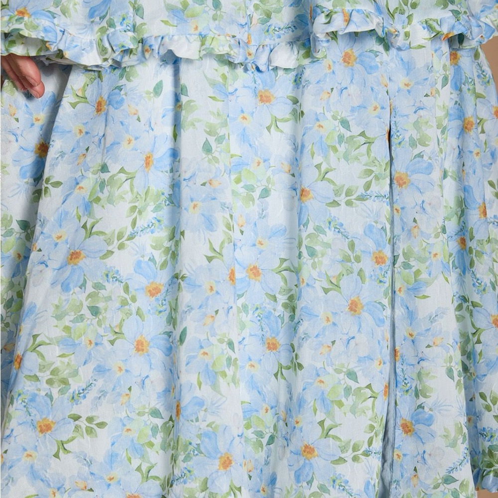 Azazie Floral Blue and Green Wedding Dress - Picture 6 of 6